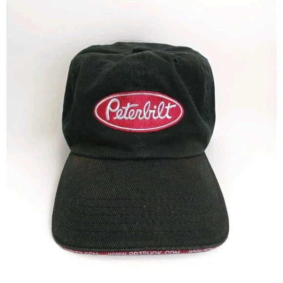 Peterbilt Trucker Cap Strap Back Gray Adjustable Hat Trucking Big Rig Norfolk - Picture 2 of 7